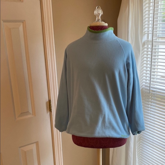 Blue & Green Eddie Bauer Medium Turtleneck Reversible Design fleece Pullover - Picture 1 of 11